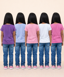 Cotton Half Sleeve Girls T-shirt Front Printed Multi Color | Age 2 to 7 Years (Pack of 5 Pieces)