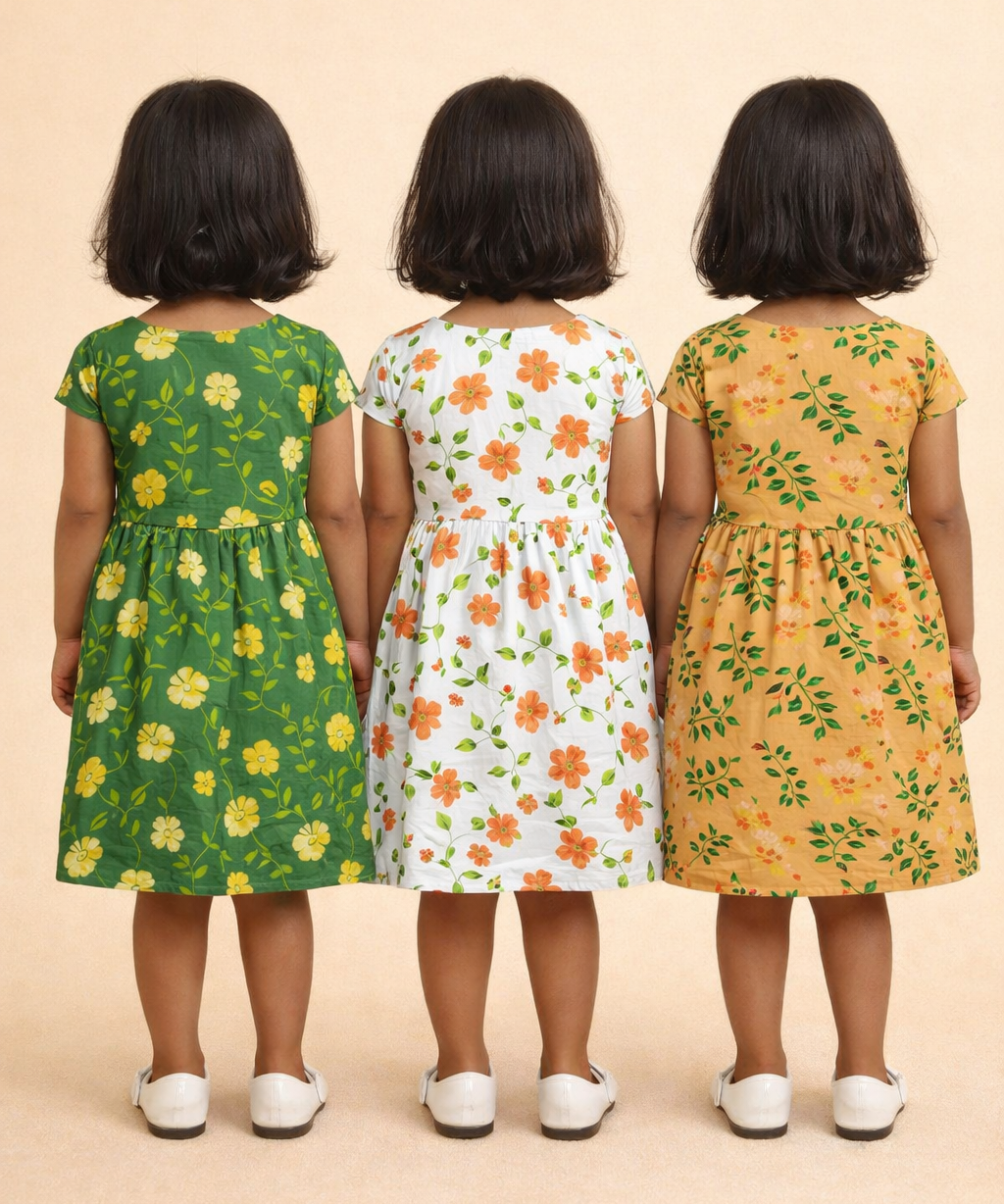 Girl Kids Frock 100% Cotton Floral Printed Gown Dress/Frock Dress | Age 1 to 8 Years (Pack of 3 Pieces)
