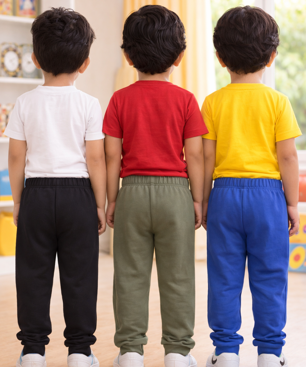 Cotton Track Pant with Bottom Cuff | Random Cartoon Printed | Age 0 to 5 Years (Pack of 3 Pieces)