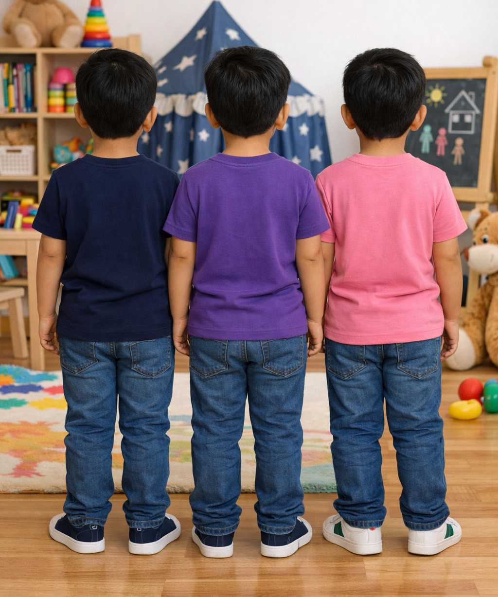 Kids Cotton Boys Tshirt Plain Multi Color | Age 0 to 6 Years (Pack of 3 Pieces)