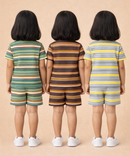 Girls Cotton Stripes Kids Co-ord Set Combo / Age 1-4 Years | T-shirt & Shorts (Combo Set Pack of 3)