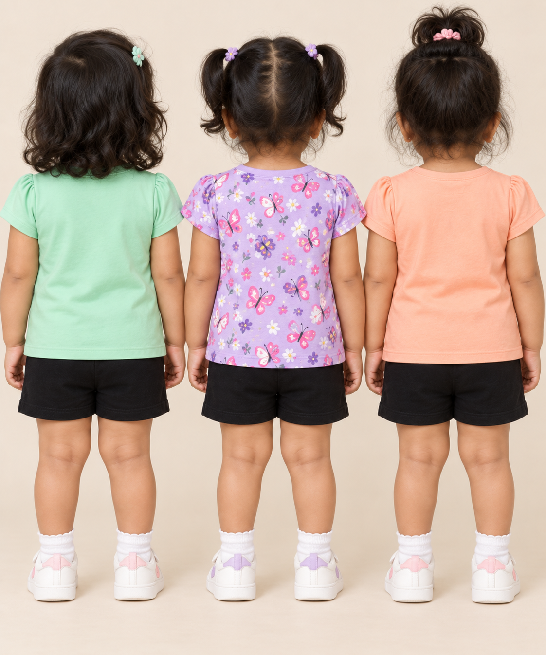 Baby Girls All Over Printed Cotton T-Shirt Multi Colour | Age 3 to 24 Months (Pack of 3 Pieces)