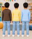Kids Stripes Full Sleeve Cotton Tshirt | Age 0 to 3 Years (Pack of 3 Pieces)