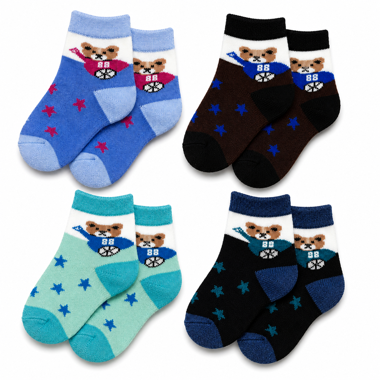 Cute Cartoon Ankle Socks for Baby Kids Casual Wear Multicolor |  Pack of 4 Combo
