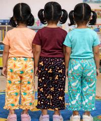 Pure Cotton Pajama Pant for Casual wear for Girl Kids Age 0 To 6 Years (Pack of 3)