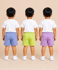 Pure Cotton Plain Shorts for Boys Kid with Elastic Age 3 Months to 4 Years (Pack of 3)