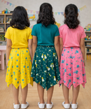 Cotton Fish Midi Floral Printed Skirt | Casual wear for Girl Kids Age 2 To 9 Years (Pack of 3)
