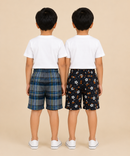 Kids Boys Checkered & Printed Cotton Shorts | Age - 5 to 10 Years | Soft Elastic Waist Casual Shorts | Combo Pack of 2 Pieces