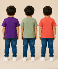 Kids Boys Popcorn Stripes Half Sleeve T-Shirt | Age 3 to 6 Years (Pack of 3 Pieces)