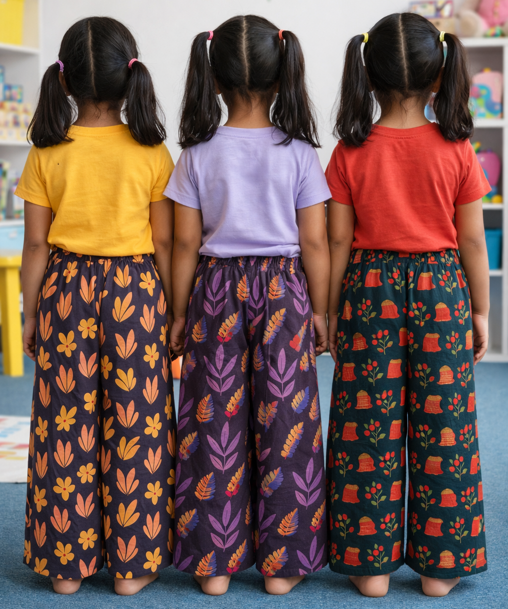 Printed Palazzo Pant | Casual Night wear for Girl Kids Age 4 To 10 Years (Pack of 3)