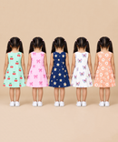 Girls 100% Cotton All Over Printed 2 To 5 Years Gown Dress/Frock Dress (Pack of 5)