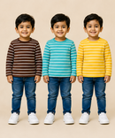 Kids Boys Cotton Stripes Full Sleeve T-shirt | Age 0-3 Years (Pack of 3)