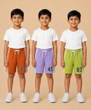 Kids Double Side Stripe Sports Shorts | Cotton Casual Shorts for Boys | Age 6-9 Years | Pack Of 3 Pieces Combo
