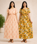 Maternity Feeding Maxi Dress | Nursing Friendly Nighty Style (Pack of 2 Pieces)