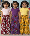 Printed Palazzo Pant | Casual Night wear for Girl Kids Age 4 To 10 Years (Pack of 3)