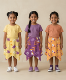 Cotton Fish Midi Floral Printed Skirt | Casual wear for Girl Kids Age 2 To 9 Years (Pack of 3)
