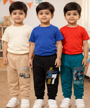Cotton Track Pant with Bottom Cuff | Random Cartoon Printed | Age 0 to 5 Years (Pack of 3 Pieces)