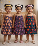 Girl Baby Sleeveless Cotton Frock Printed with Underwear | Age 0 to 6 Months (Pack of 3 Pieces)