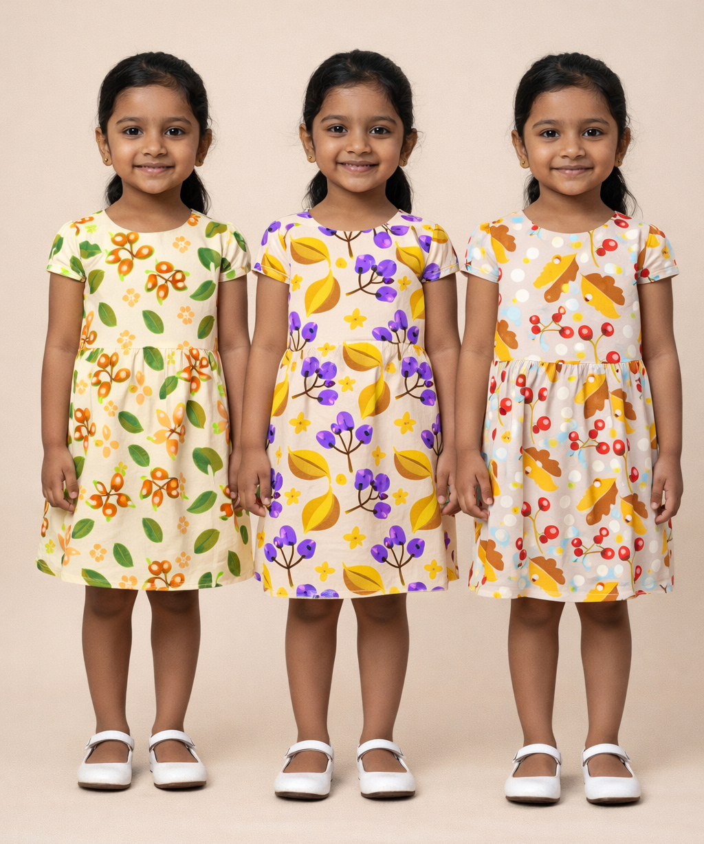 Girl Kids Frock 100% Cotton Floral Printed Gown Dress/Frock Dress | Age 1 to 8 Years (Pack of 3 Pieces)