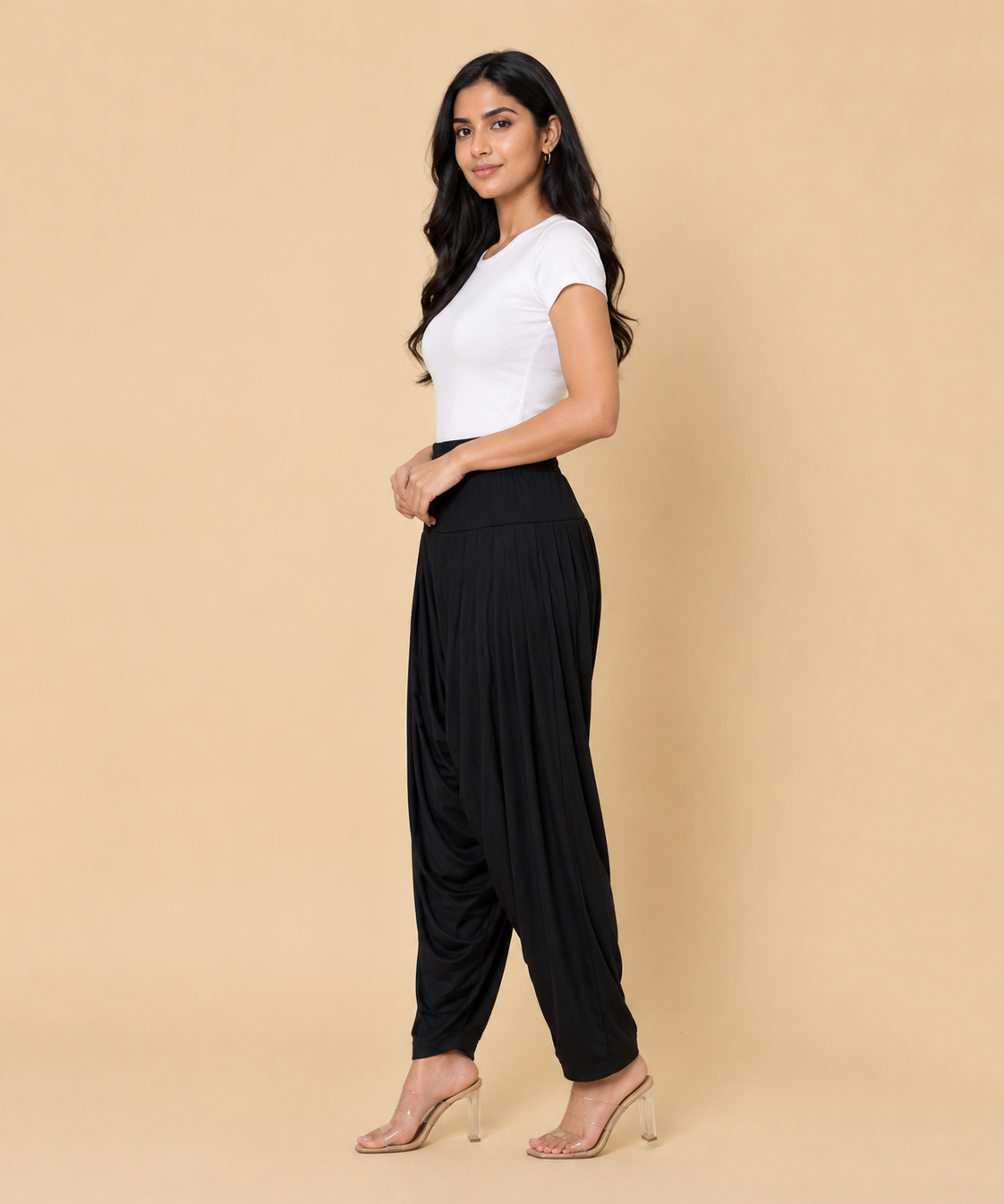 Women's Solid Black Color Patiala Pant | Size L, XL, 2XL, 3XL | Comfortable Ethnic Salwar Bottom for Daily Wear
