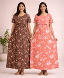 Maternity Feeding Maxi Dress | Nursing Friendly Nighty Style (Pack of 2 Pieces)
