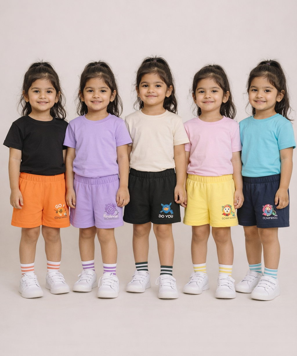 Girl Kid Cotton Printed Shorts | Random Cartoon Printed | Age 1 to 6 Years (Pack of 5 Pieces)