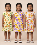 Girl Kids Frock 100% Cotton Floral Printed Gown Dress/Frock Dress | Age 1 to 8 Years (Pack of 3 Pieces)