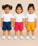 Pure Cotton Plain Shorts for Girls Kid with Elastic Age 3 Months to 4 Years (Pack of 3)