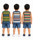 Cotton Stripes Kids Sleeveless Tshirt (Pack of 3)