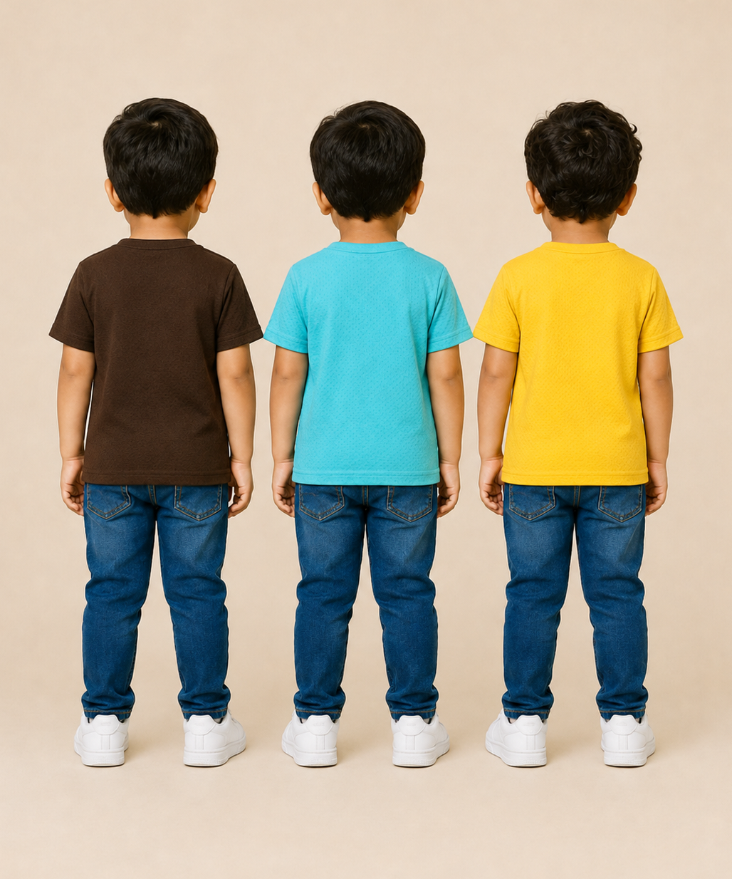 Kids Boys Popcorn Stripes Half Sleeve T-Shirt | Age 3 to 6 Years (Pack of 3 Pieces)