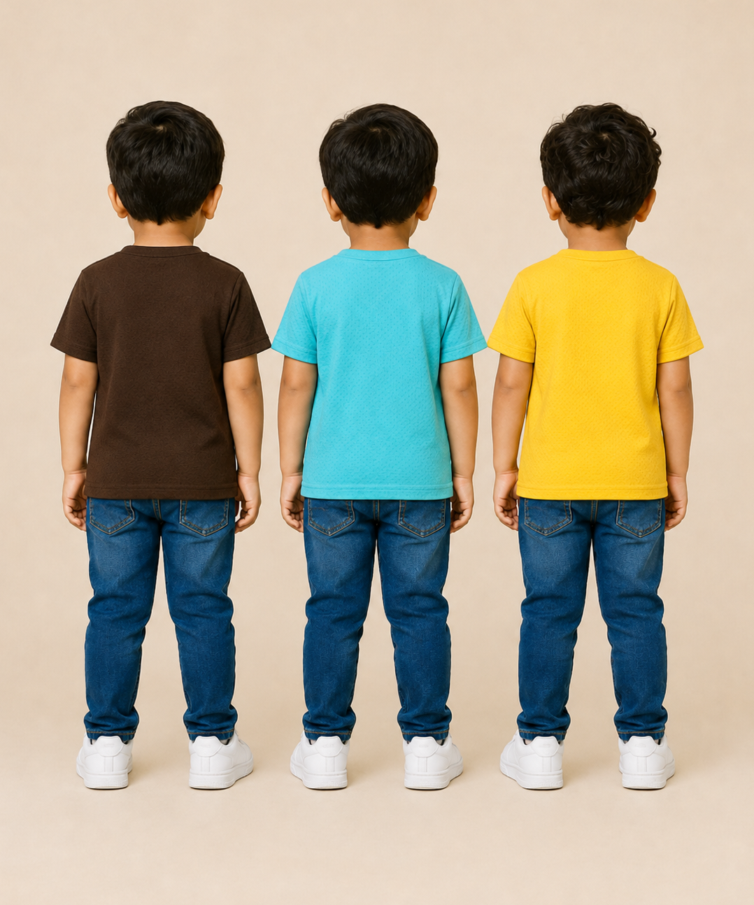 Kids Boys Popcorn Stripes Half Sleeve T-Shirt | Age 3 to 6 Years (Pack of 3 Pieces)