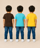 Kids Boys Popcorn Stripes Half Sleeve T-Shirt | Age 3 to 6 Years (Pack of 3 Pieces)