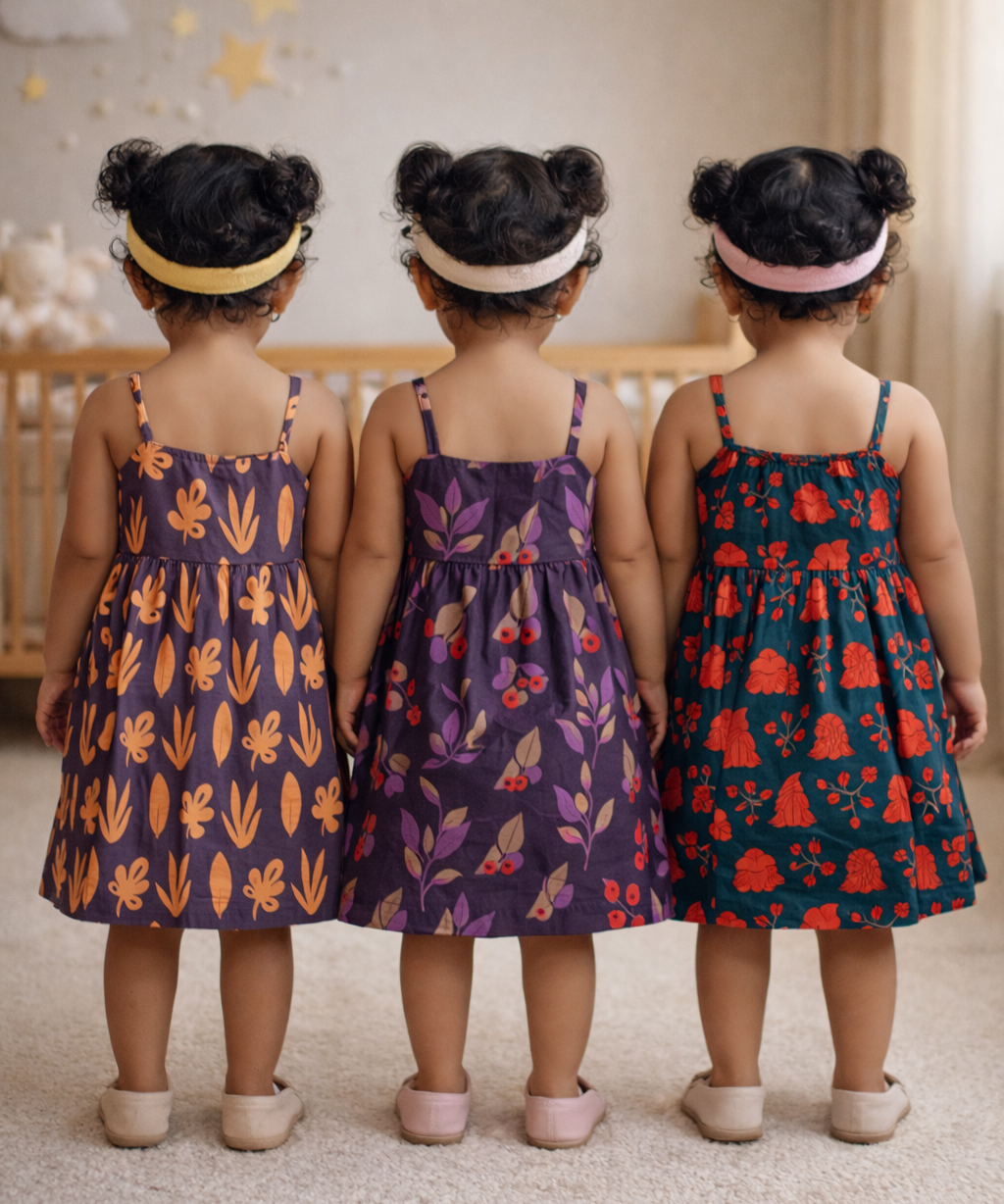 Girl Baby Sleeveless Cotton Frock Printed with Underwear | Age 0 to 6 Months (Pack of 3 Pieces)