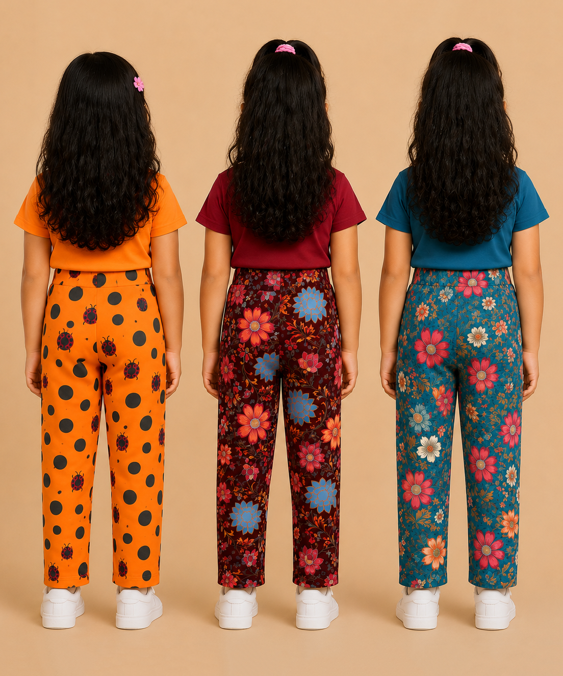 Pure Cotton Girls Printed Track Pant for Casual Night wear for Kids | Age 0 To 8 Years (Pack of 3)
