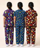 Girl Kids All Over Printed Co-ord Set | Tshirt and Pant | Age 2 to 10 Years (Pack of 3 Sets)