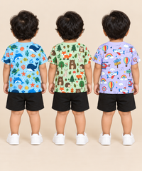 Baby Boys All Over Printed Cotton T-Shirt Multi Colour | Age 0 to 36 Months (Pack of 3 Pieces)