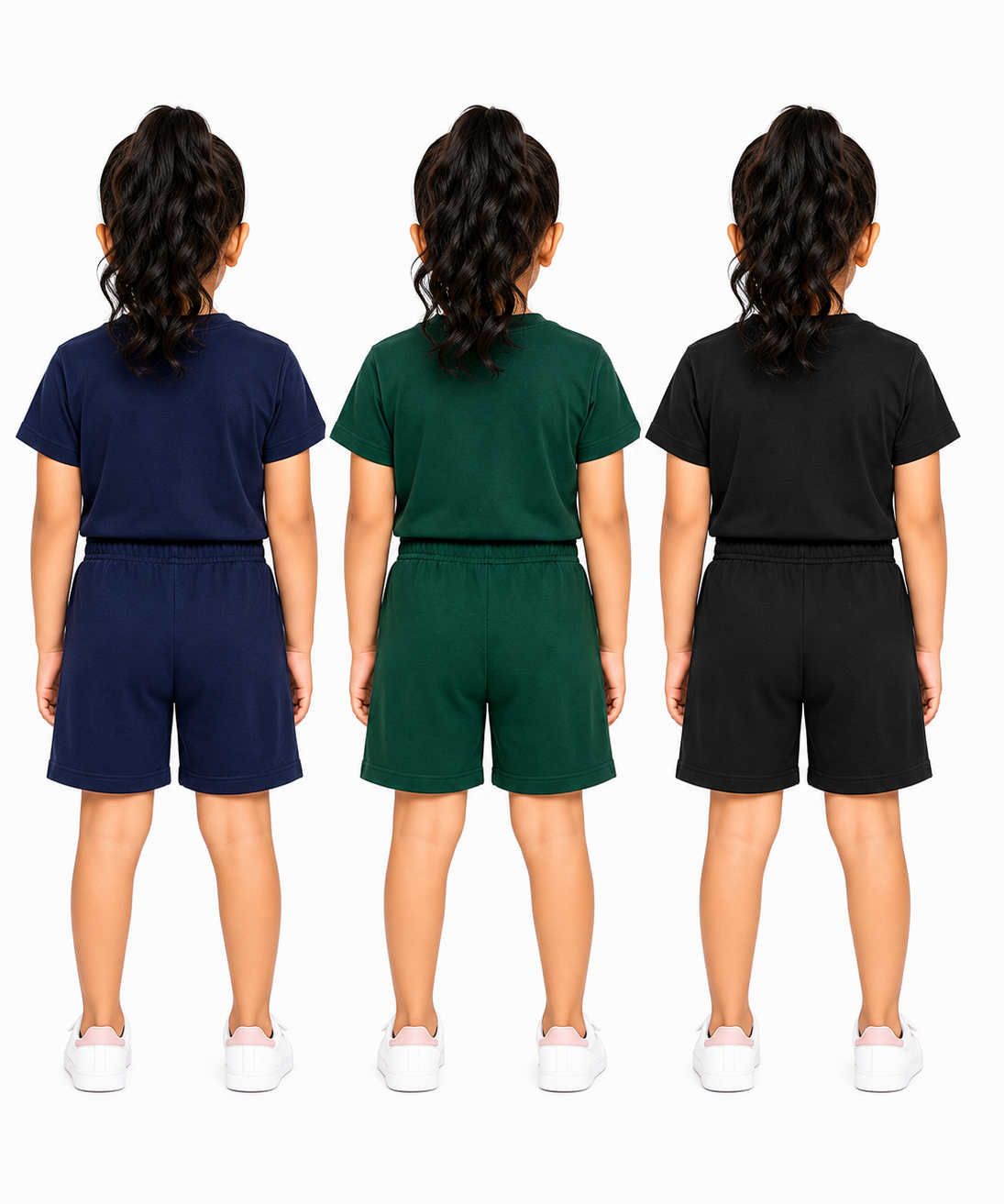 Kids Typography Print T-Shirt & Shorts Co-Ord Set for Girls | Age 6 Months-3 Years | Pack Of 3 Set Combo