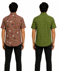 Men's Printed Casual Half Sleeve Shirt | Size - L,XL,2XL | Regular Fit Summer Resort Shirts for Men | Pack Of 2 Piece Combo