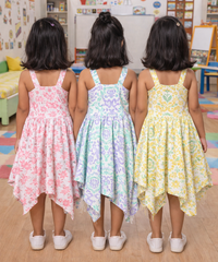 Fish Frock Floral Printed | Casual wear for Girl Kids Age 2 To 7 Years (Pack of 3)