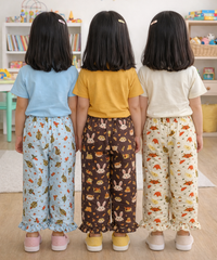 Pure Cotton Pajama Pant for Casual wear for Girl Kids Age 0 To 6 Years (Pack of 3)