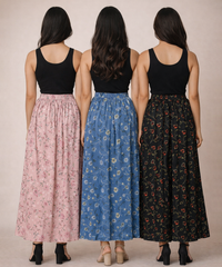 Rayon Floral Printed Skirt for Women Casual & Party Wear | Combo (Pack of 3)
