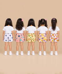 Girls Printed Cotton Shorts | Soft Elastic Waist Casual Shorts | Age 4 to 12 Years (Pack of 5 Pieces)