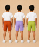 Kids Double Side Stripe Sports Shorts | Cotton Casual Shorts for Boys | Age 6-9 Years | Pack Of 3 Pieces Combo
