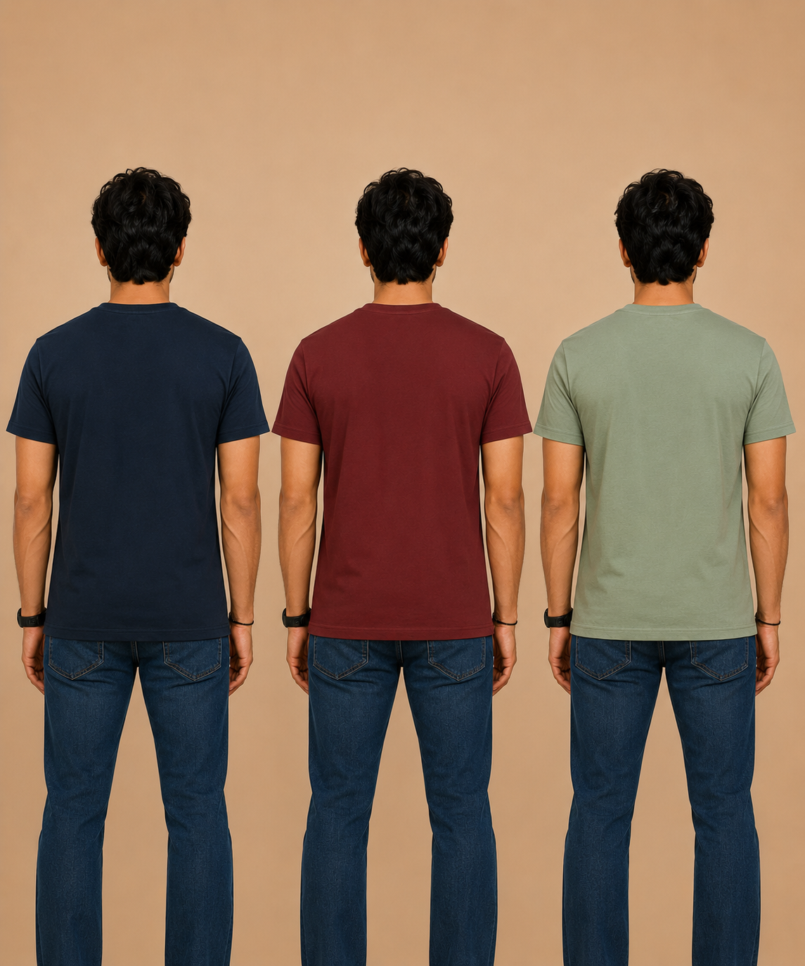 Men's Half Sleeve Printed Round Neck T-Shirt Combo (Pack of 3)