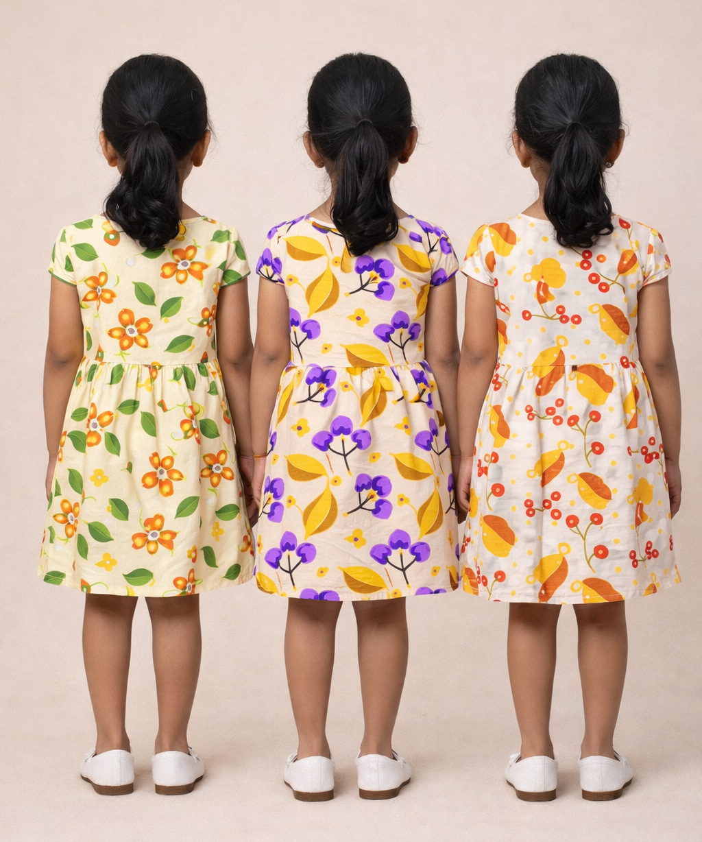 Girl Kids Frock 100% Cotton Floral Printed Gown Dress/Frock Dress | Age 1 to 8 Years (Pack of 3 Pieces)