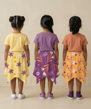 Cotton Fish Midi Floral Printed Skirt | Casual wear for Girl Kids Age 2 To 9 Years (Pack of 3)