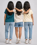 Girls Printed Casual Round Neck T-shirt (Pack of 3 Pieces)