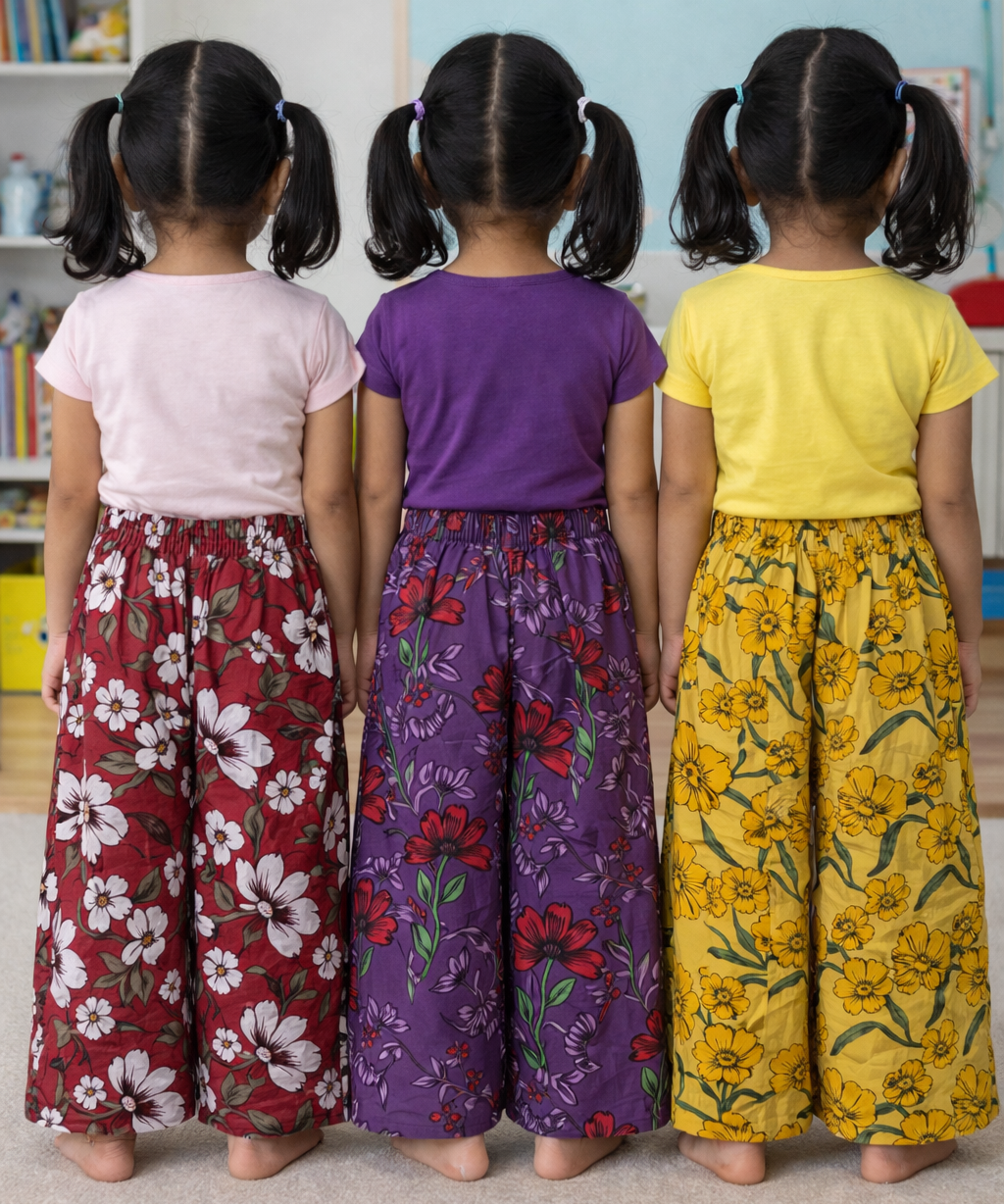 Printed Palazzo Pant | Casual Night wear for Girl Kids Age 4 To 10 Years (Pack of 3)
