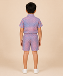 Polyester Checked Shirt and Shorts Set for Boy Kids Casual Wear Half Sleeve Co-Ord Set with Elastic Waist Shorts | Age 6 to 7 Years