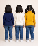 Kids Girls Full Sleeve Hi-Neck Plain Rib T-shirt | Age 0 to 5 Years | Pack of 3 Pieces